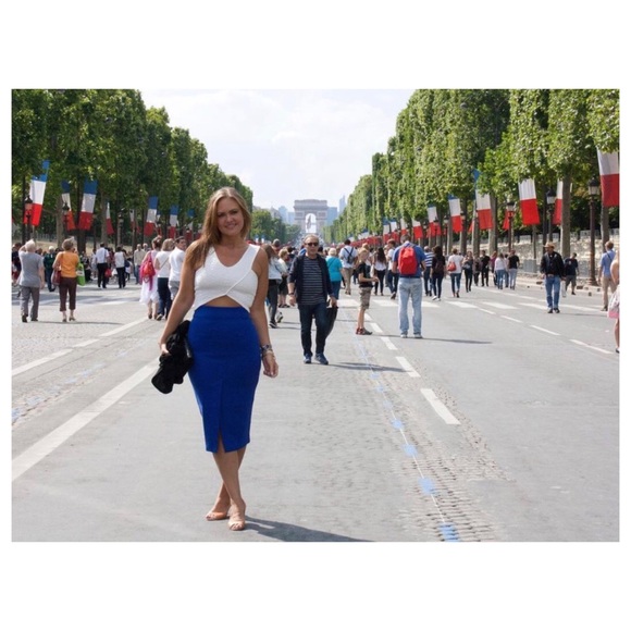 Cobalt Blue Scuba Pencil Skirt Size Medium - Picture 6 of 16